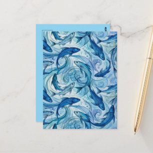 Carte Postale Poisson Bleu Mystique Flowing Harmony