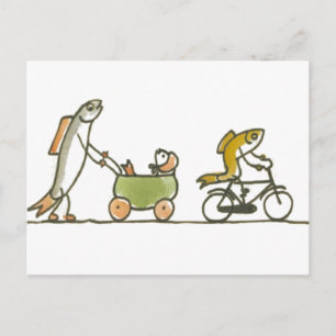 Carte Postale Poisson Buggy et Vélo