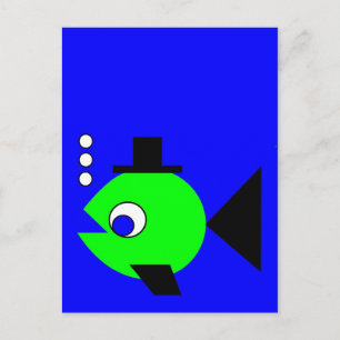 Carte Postale Poisson Casquette bouillonnant