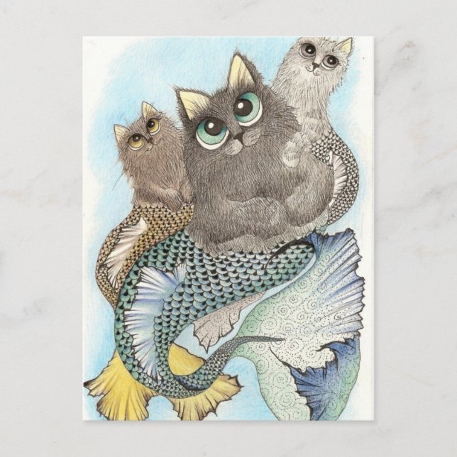Carte Postale poisson-chat (Devant)