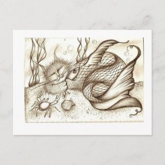 Carte Postale poisson-chat