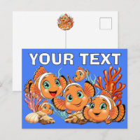 Poisson clown Dessin animé mignon Famille Sous l'e
