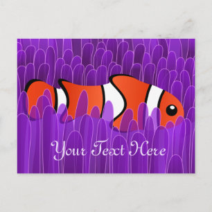 Carte Postale Poisson clown mignon et belle anémone de mer viole