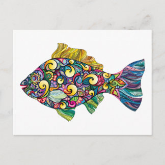 Carte Postale Poisson coloré amusant
