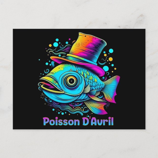 Carte Postale Poisson d'avril psychédélique (Devant)
