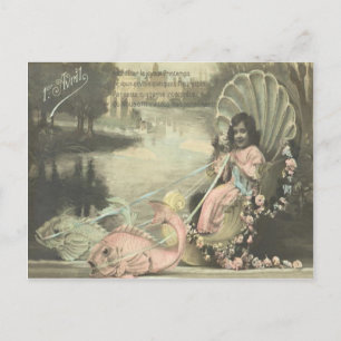 Carte Postale Poisson d'avril victorien Coquillage Poisson d'avr