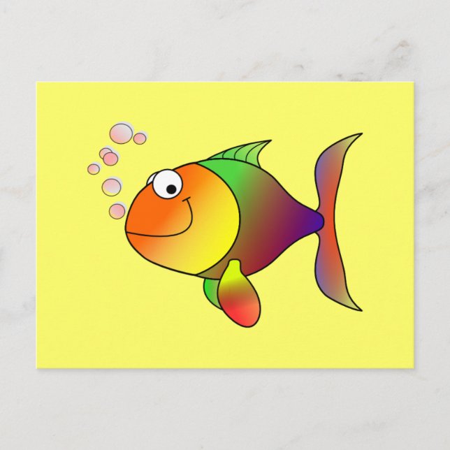 Carte Postale Poisson de dessin animé coloré (Devant)