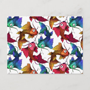 Carte Postale Poisson de dessin animé coloré