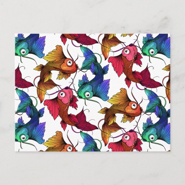 Carte Postale Poisson de dessin animé coloré (Devant)