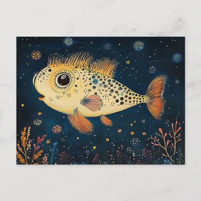 Carte Postale Poisson de dessin coloré (Devant)