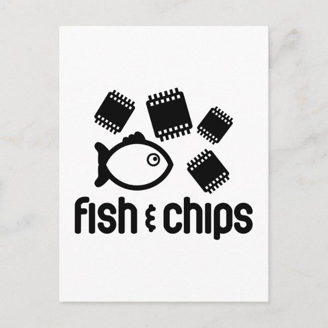 Carte Postale Poisson et chips (Devant)