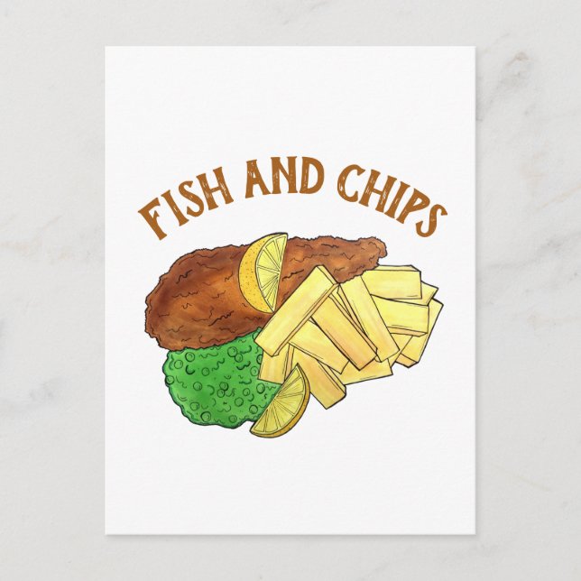 Carte Postale Poisson et chips Pois British Pub Chip Shop Takeaw (Devant)