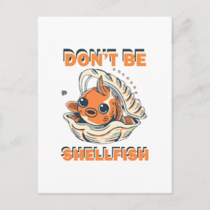 Carte Postale Poisson hilarant dans un Art de Coquillage