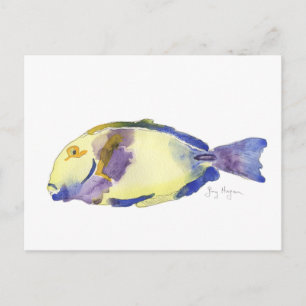 Carte postale Poisson jaune/bleu