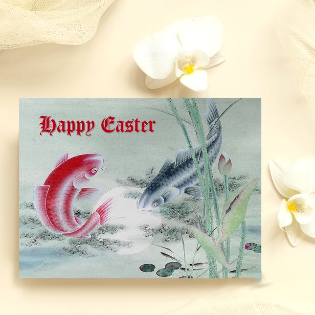 Carte Postale Poisson Koi avec Lotus (Créateur téléchargé)