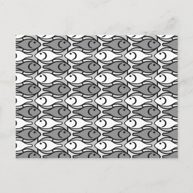 Carte Postale Poisson moderne du milieu du siècle, gris, blanc e (Devant)