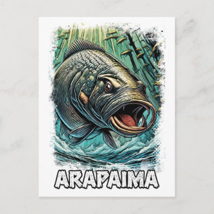 Carte Postale Poisson Monstre Arapaima pour ANGLERS EXTRÊMES Ama