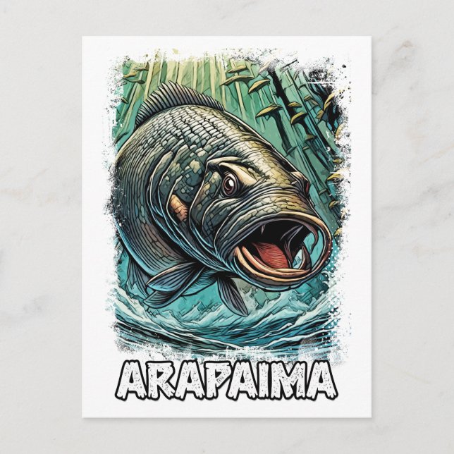 Carte Postale Poisson Monstre Arapaima pour ANGLERS EXTRÊMES Ama (Devant)
