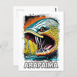 Carte Postale Poisson Monstre Arapaima pour ANGLERS EXTRÊMES Ama