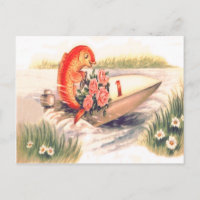 Poisson rouge bateau fleur rose marguerite