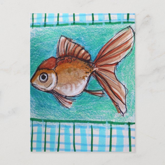 Carte Postale Poisson rouge fantaisie (Devant)