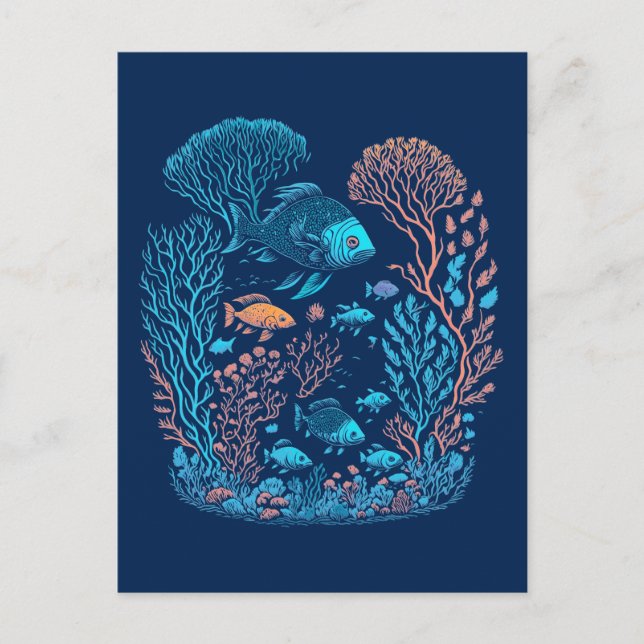 Carte Postale Poisson sous-marin Corail Reef (Devant)