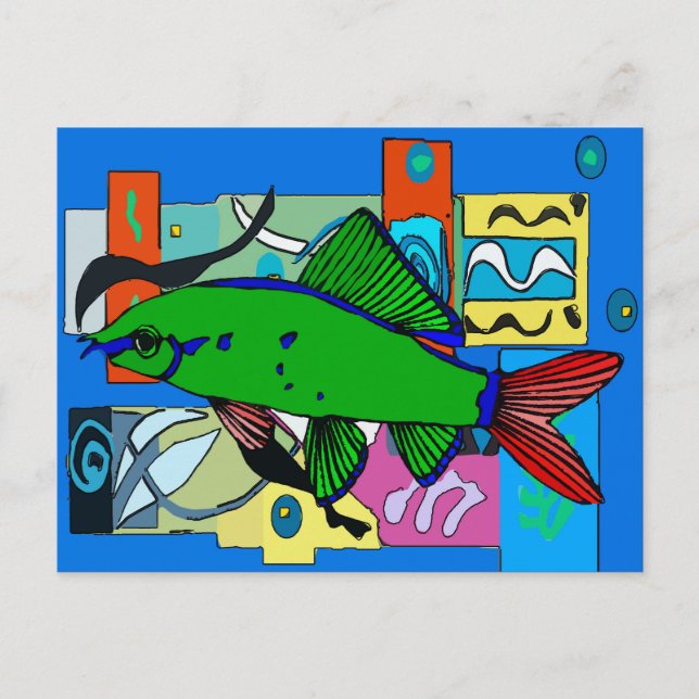 Carte Postale Poisson vert aquairum Abstrait (Devant)