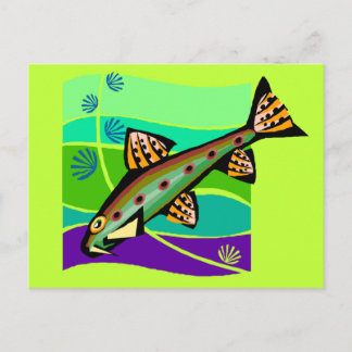 Carte Postale Poisson Vintage rétro-tropique