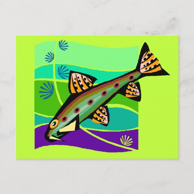 Carte Postale Poisson Vintage rétro-tropique (Devant)