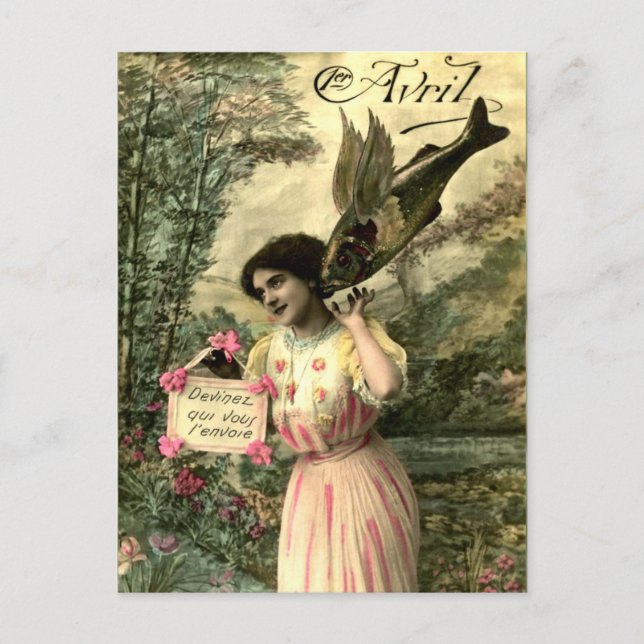 Carte Postale Poisson volant victorien, April Fools Day (Devant)
