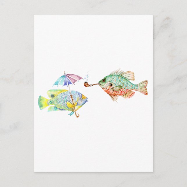 Carte Postale Poissons - Deux poissons Art Imprimer de peinture  (Devant)