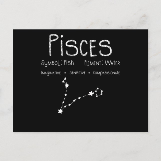Carte Postale Poissons Horoscope Astrologie Signe du zodiaque Ca (Devant)