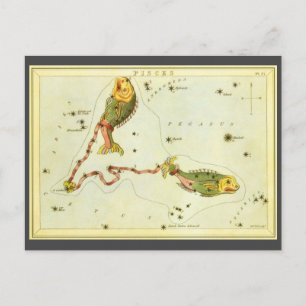 Carte Postale Poissons, miroir de la constellation Vintage de l'