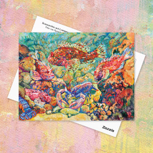 Carte Postale Poissons-Scorpions Homards Aquarium Théo Rysselber