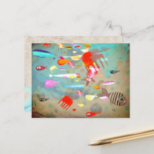 Carte Postale Poissons surfant sur les vagues