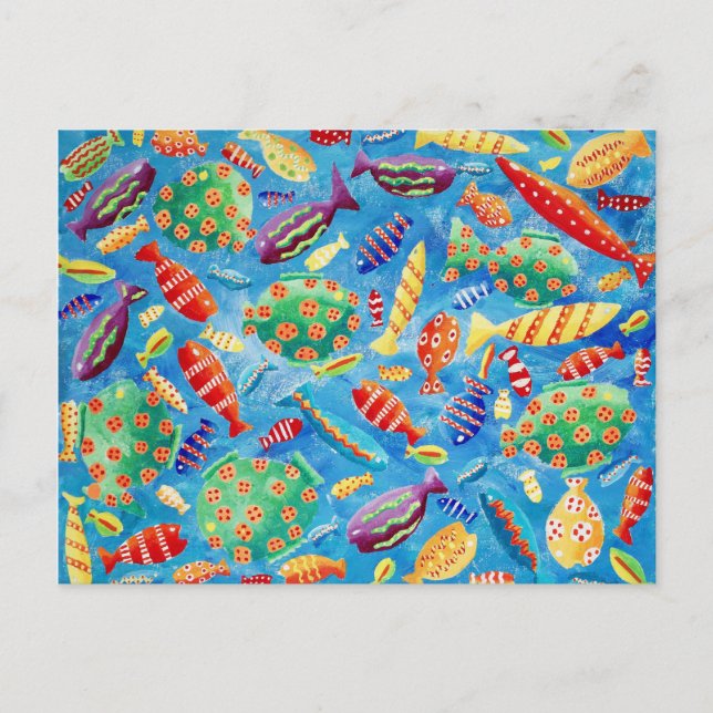 Carte Postale Poissons tropicaux Peinture de la vie sous-marine (Devant)