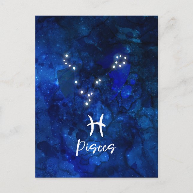 Carte Postale Poissons Zodiac Constellation Blue Galaxy Celestai (Devant)