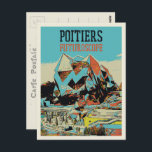 Carte Postale Poitiers France vue sur le futuroscope<br><div class="desc">Pour tous les Poitiers et les amoureux du Futuroscope ou pour ceux qui aiment partager leurs voyages avec leurs amis. Carte postale rétro avec vue sur le parc du Futuroscope,  illustration France.</div>