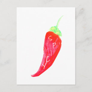 Carte Postale Poivrons aquarelle peints à la main Red Chili