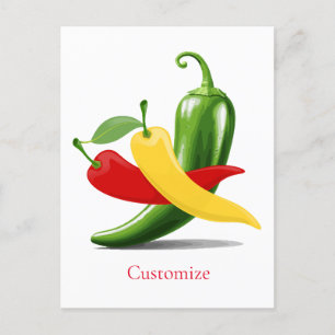 Carte Postale Poivrons verts rouges chili Thunder_Cove