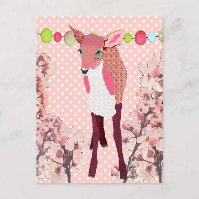 Carte postale Pokadot rose cerise (Devant)