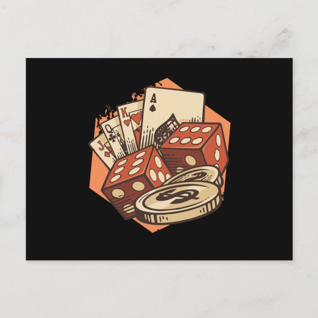 Carte Postale Poker Cards Chips Casino Gambling Cards Player Gif (Devant)