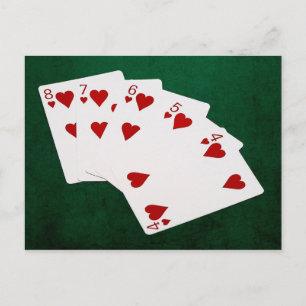 Carte Postale Poker Hands - Flush droit - Coeur