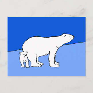 Carte Postale Polar Bear Mom and Cub Peinture - Wildlife Art