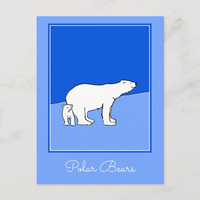 Carte Postale Polar Bear Mom and Cub Peinture - Wildlife Art (Devant)