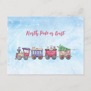 Carte Postale Pôle Nord ou buste Locomotive de Noël personnalisé