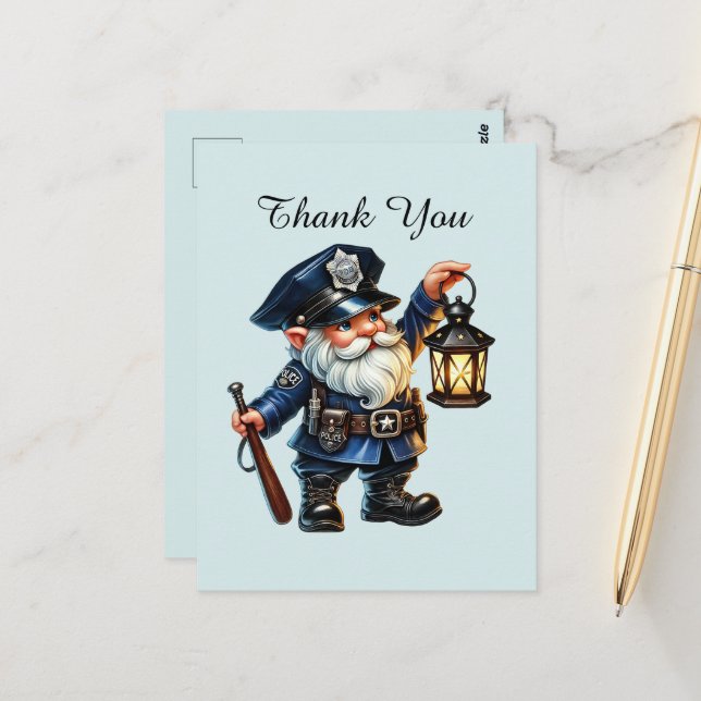 Carte Postale Police Cool merci  (Devant/Arrière en situation)