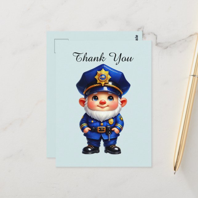 Carte Postale Police Cool merci  (Devant/Arrière en situation)