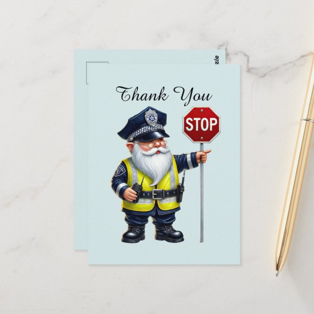 Carte Postale Police Cool merci  (Devant/Arrière en situation)