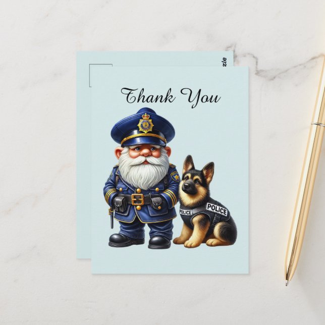 Carte Postale Police Cool merci  (Devant/Arrière en situation)